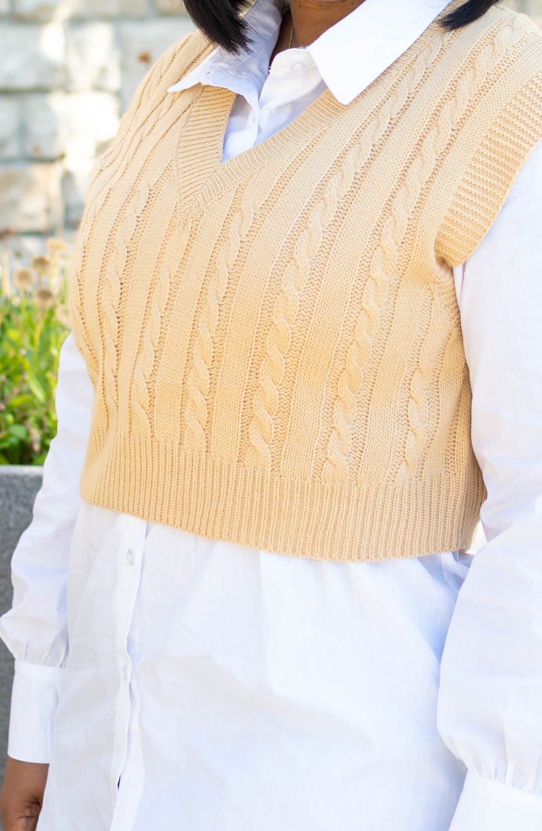 Charrisheleven Tops Be Chic Beige Cable Knit Sweater Vest