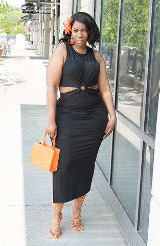 Charrisheleven Dresses Flaunt It Petite black cut out maxi dress